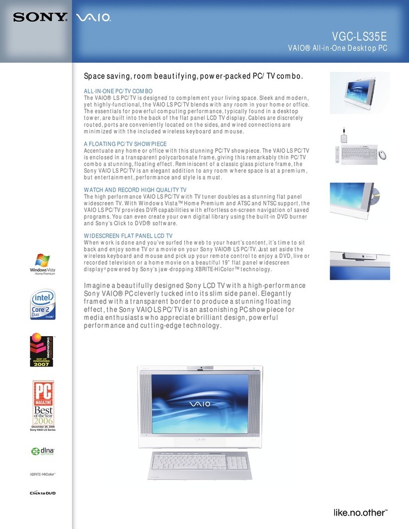 Sony VGC-LS35E - Vaio All-in-one Desktop Computer User manual