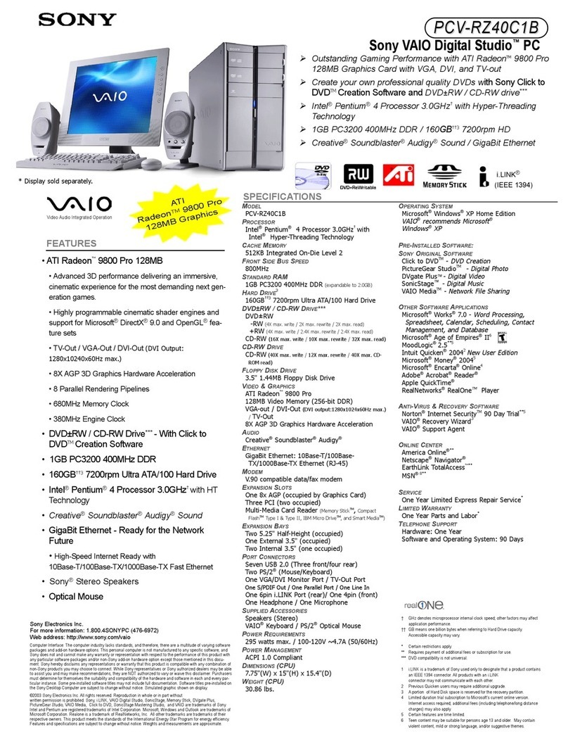 Sony Vaio PCV-RZ40C1B User manual