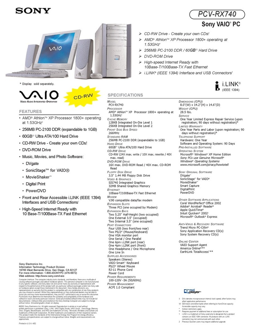 Sony PCV-RX740 User manual Sony PCV-RX740 User manual