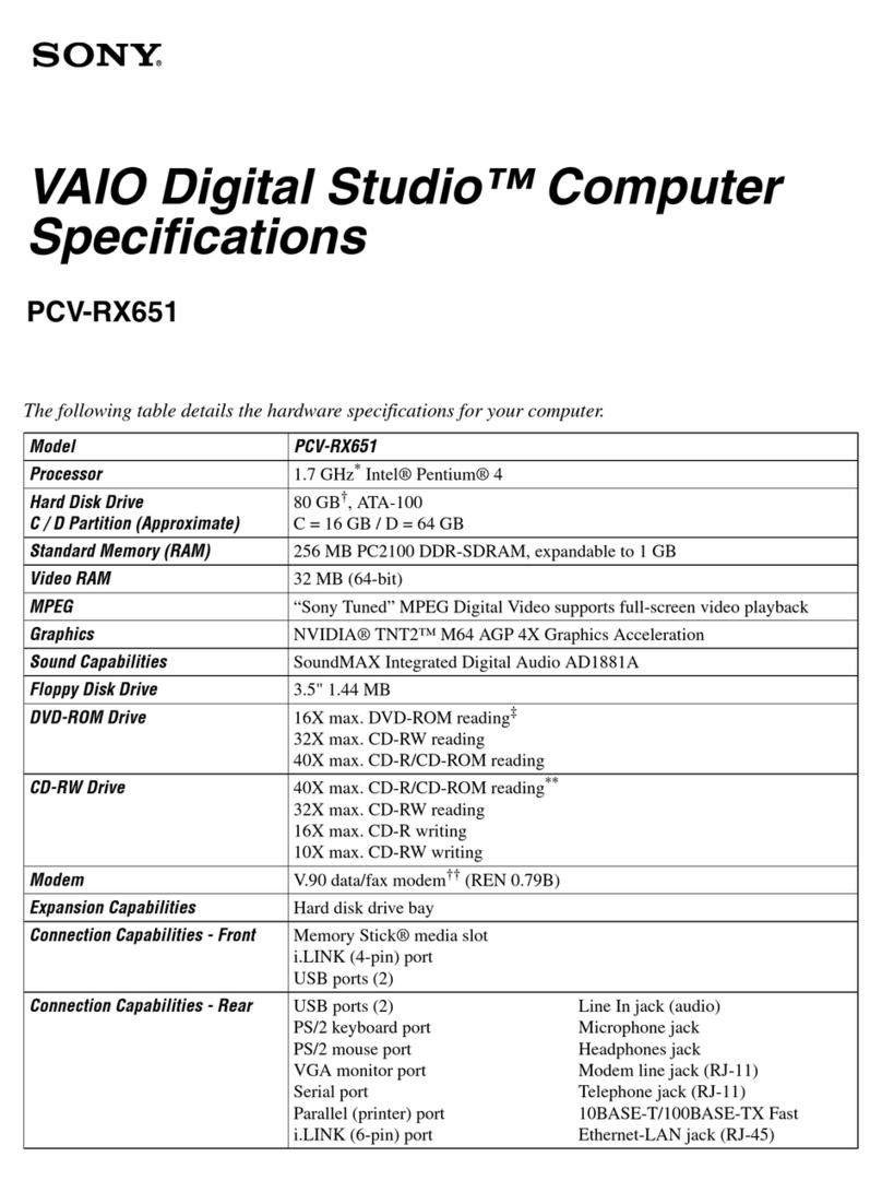 Sony VAIO PCV-RX651 User manual