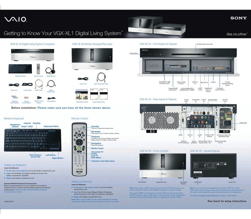 Sony VAIO VGX-XL1 Series Setup guide