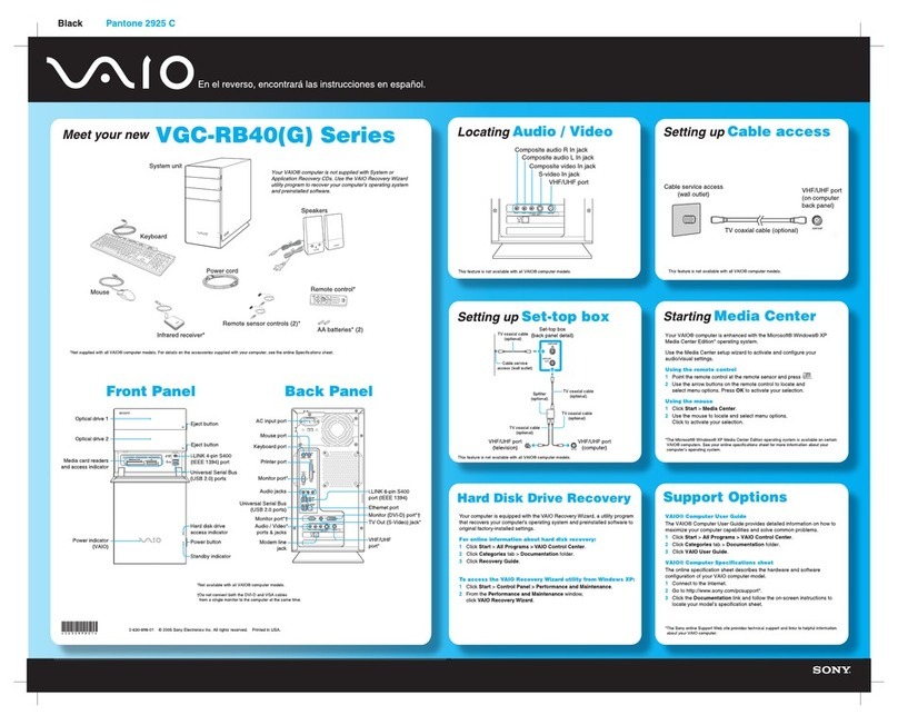Sony VAIO VGCRB40 Manual