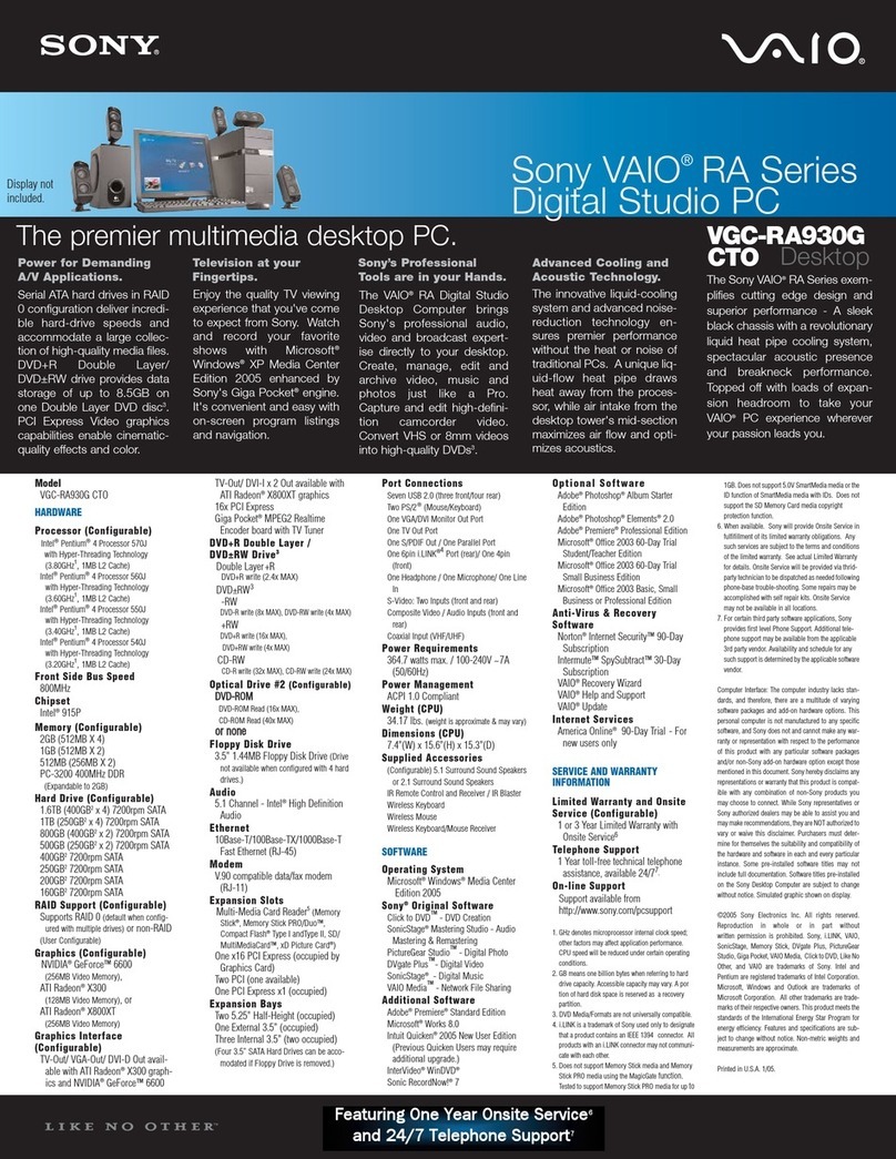 Sony VGC-RA930G User manual Sony VGC-RA930G User manual