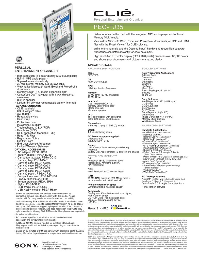Sony CLIE PEG-TJ35 User manual