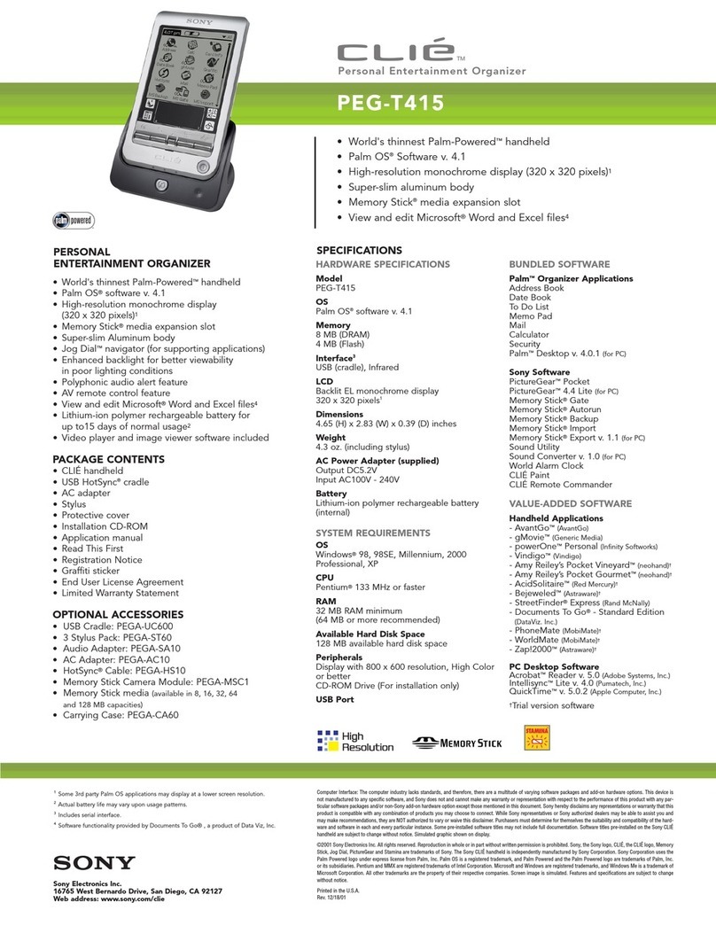 Sony CLIE PEG-T415 User manual