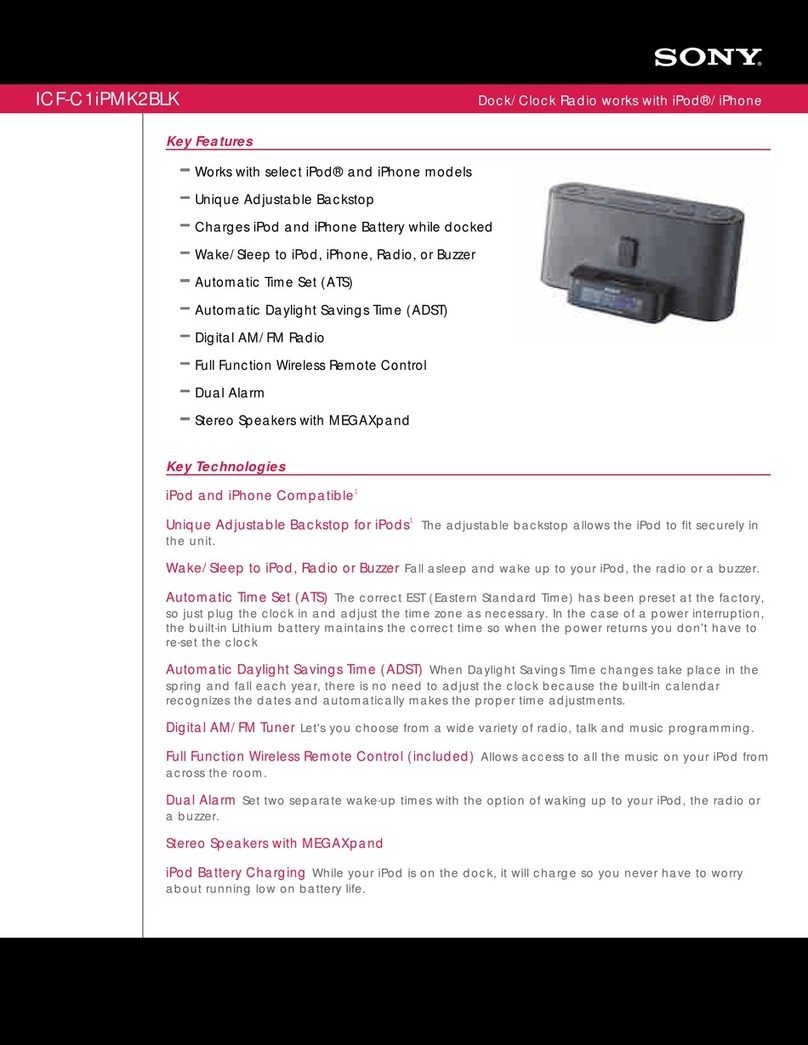 Sony Dream Machine ICF-C1iPMK2 User manual