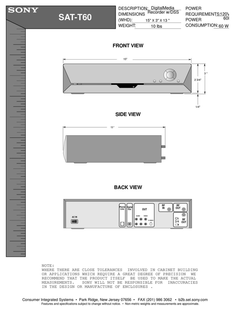 Sony SAT-T60 Welcome to DIRECTV & TiVo Instructions (primary... Dimensional drawing Sony SAT-T60 Welcome to DIRECTV & TiVo Instructions (primary... Dimensional drawing