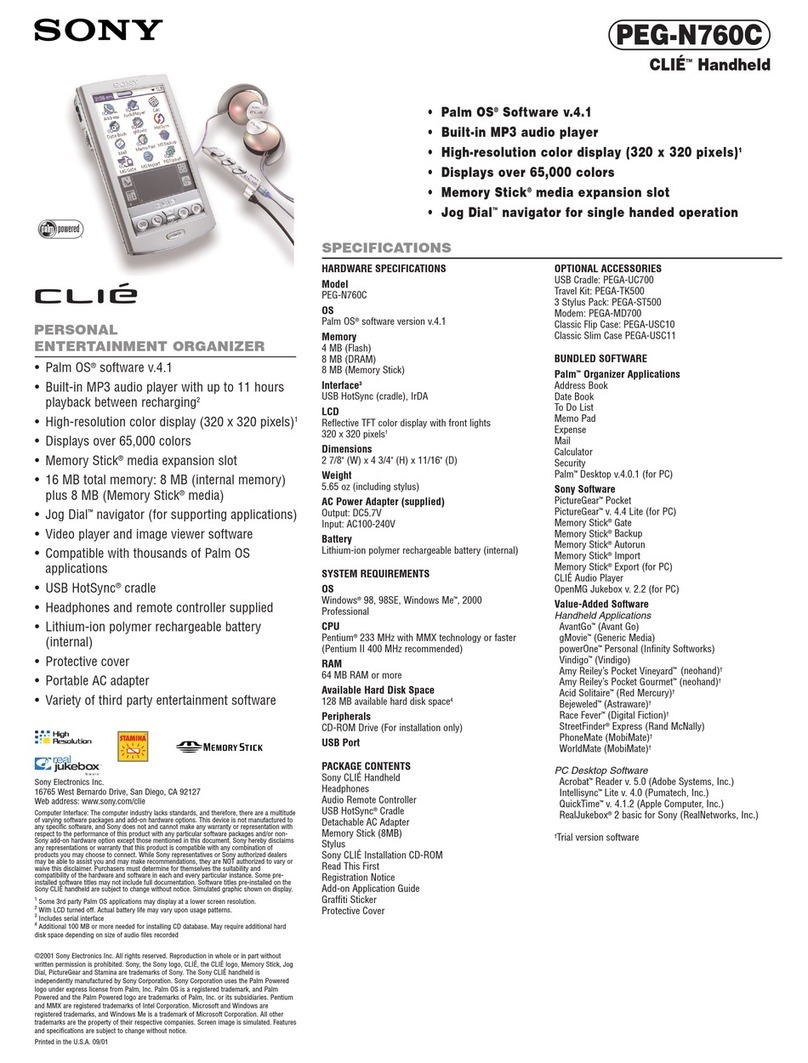 Sony PEG-N760C Audio Player v2.1 User manual
