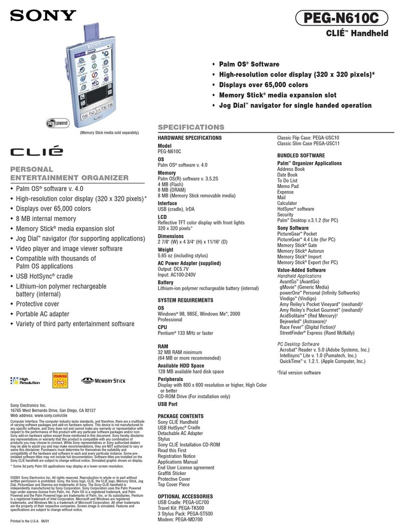 Sony CLIE PEG-N610C User manual