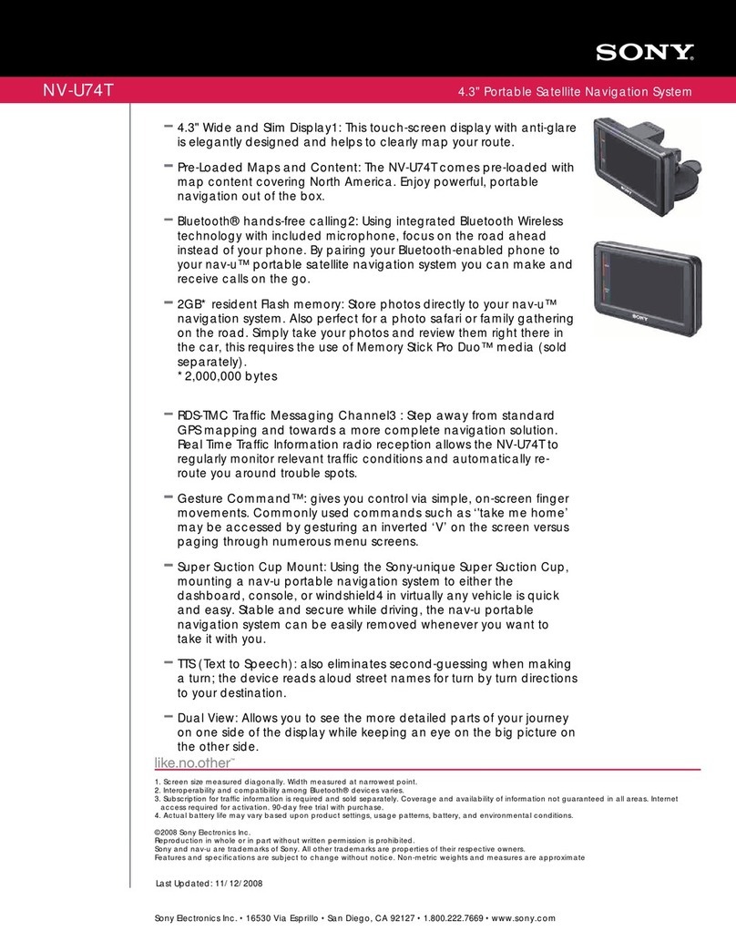 Sony NV-U74T - 4.3" Portable Navigation System User manual