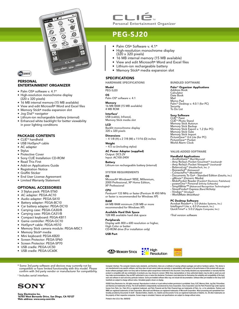 Sony CLIE PEG-SJ20 User manual