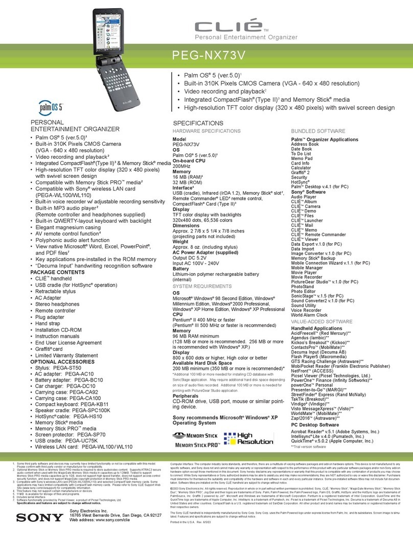 Sony CLIE PEG-NX73V User manual