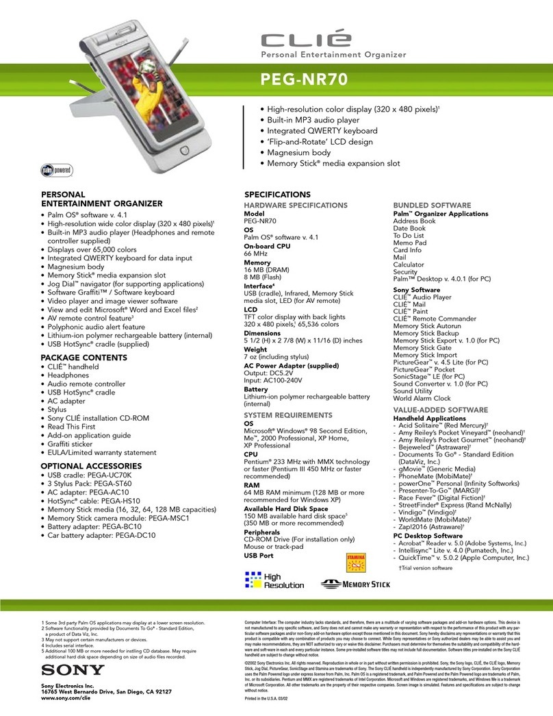 Sony CLIE PEG-NR70 User manual