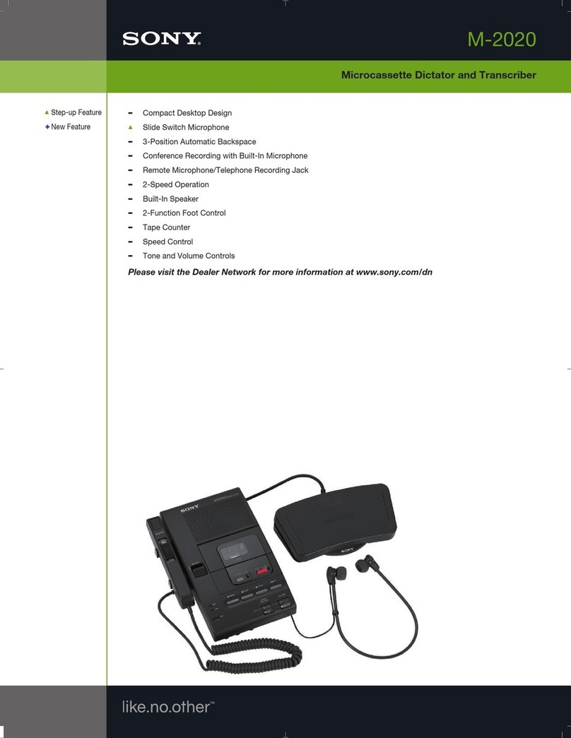 Sony M-2020 - Microcassette Dictator And... User manual