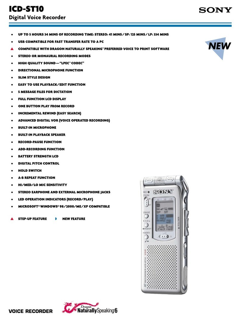 Sony ICD-ST10 - Icd Recorder User manual