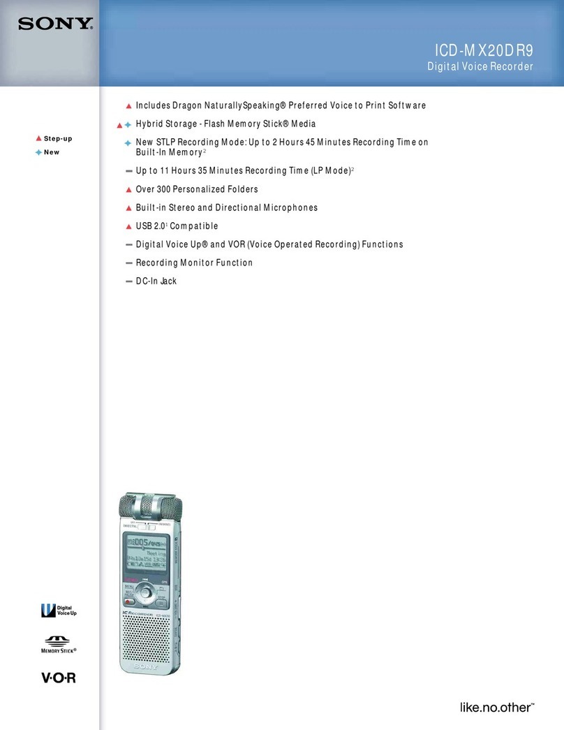 Sony ICD-MX20 - Memory Stick Pro Duo Digital Voice... User manual