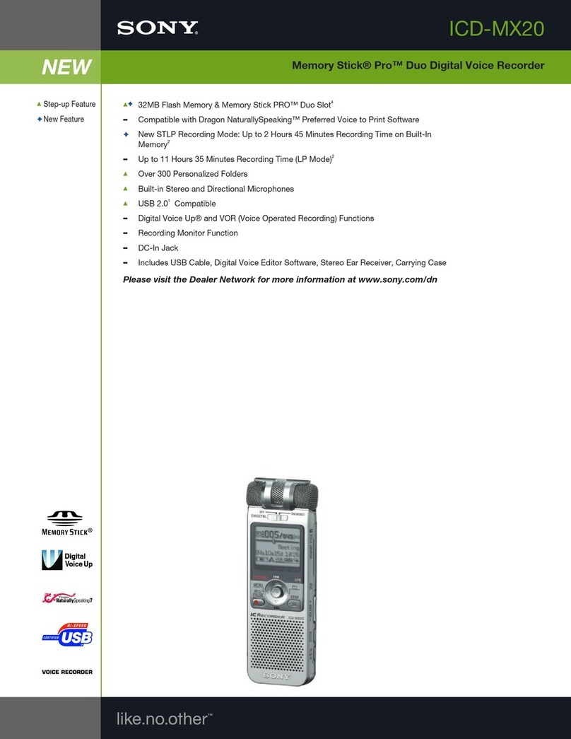 Sony ICD-MX20 - Memory Stick Pro Duo Digital Voice... User manual