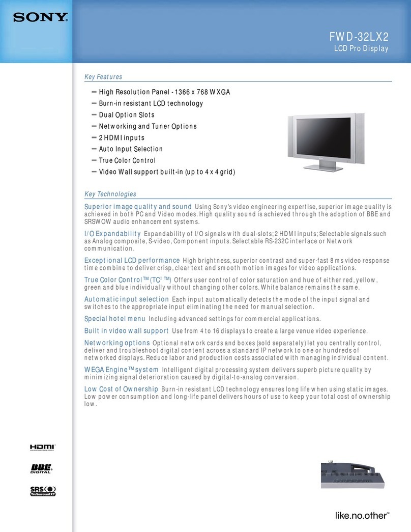 Sony FWD-32LX2X Specifications