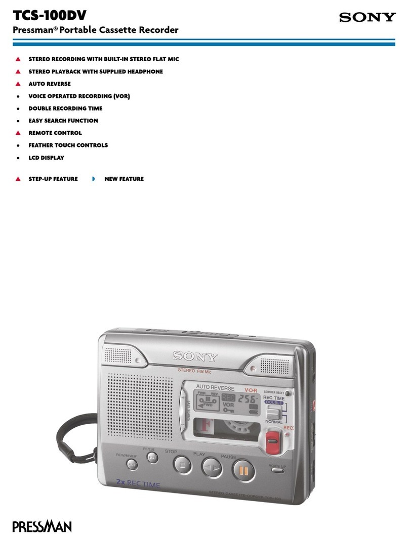 Sony Pressman TCS-100DV Specification sheet