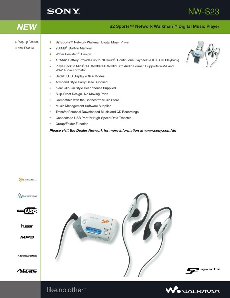 Sony NW-S23 - S2 Sports Network Walkman 256 MB Digital... Specifications