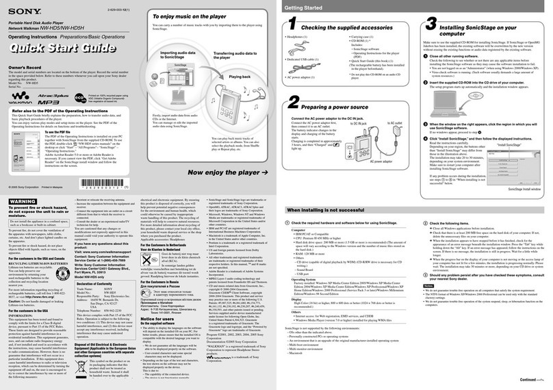 Sony NW-HD5 Operating Instructions (English) User manual
