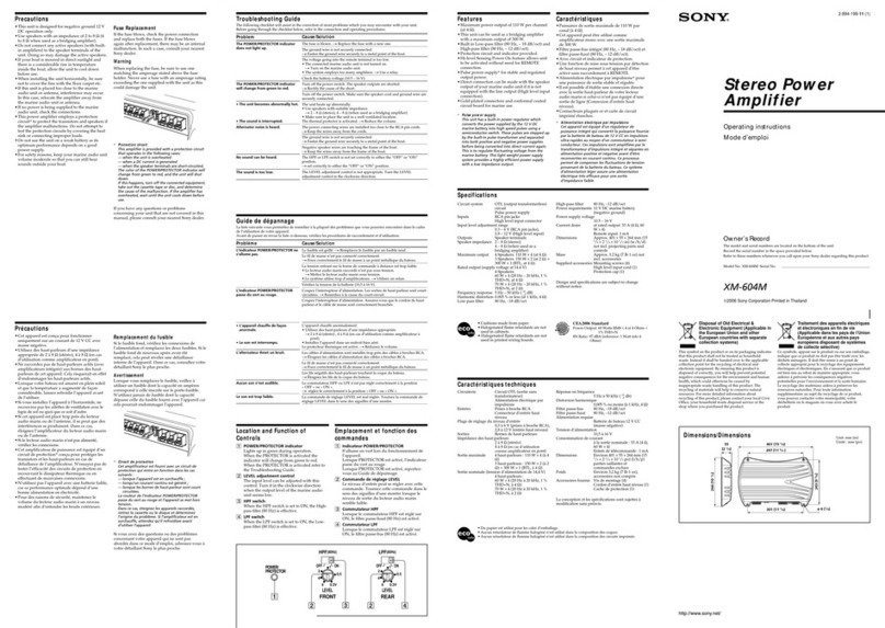 Sony XM-604M - Amplifier User manual