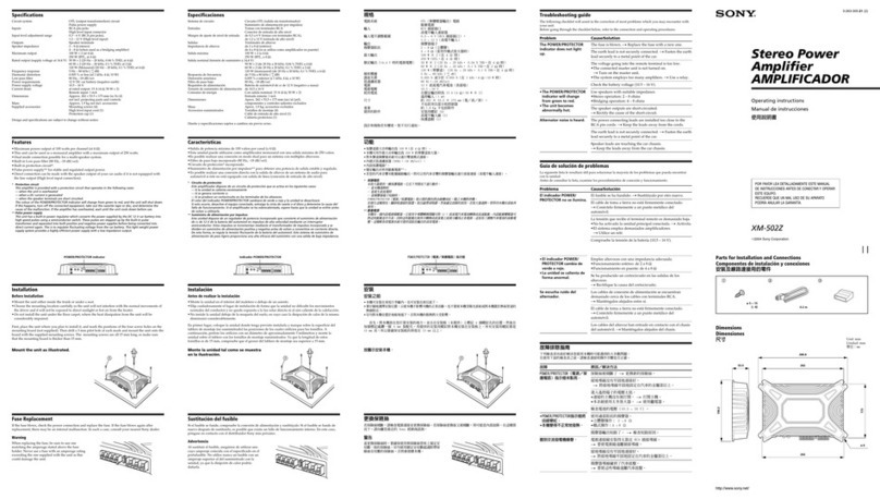 Sony XM-502Z - Stereo Power Amplifier operating instructions