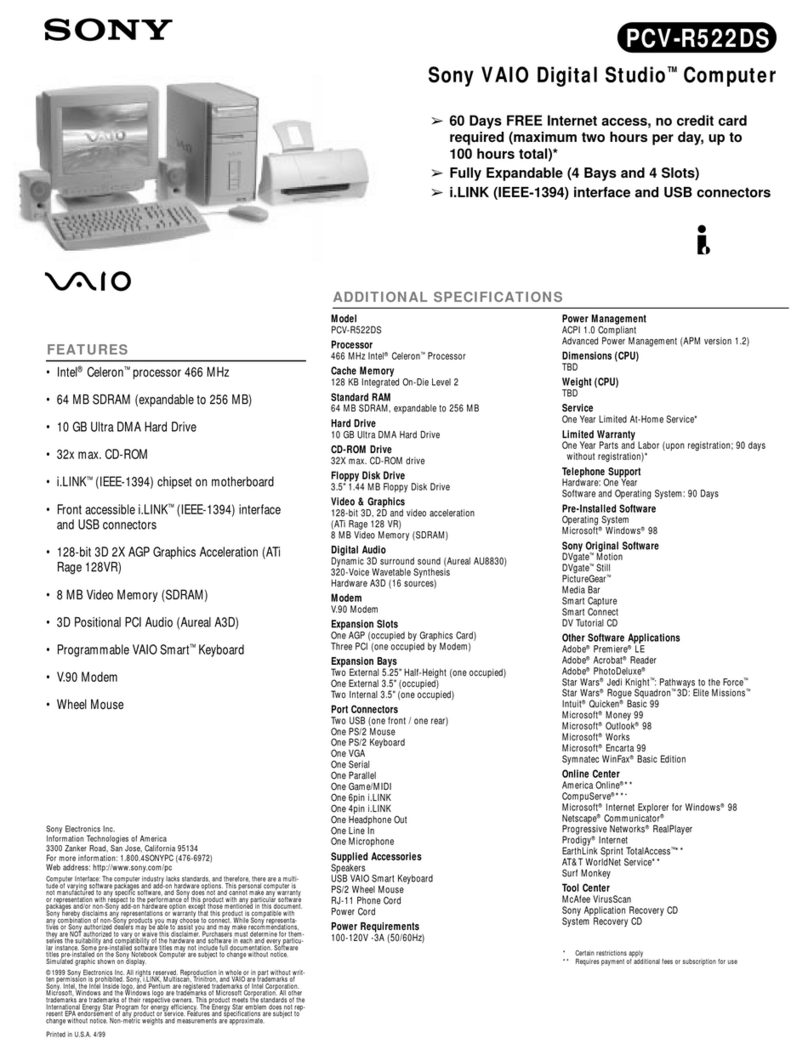 Sony Vaio Digital Studio PCV-R522DS User manual