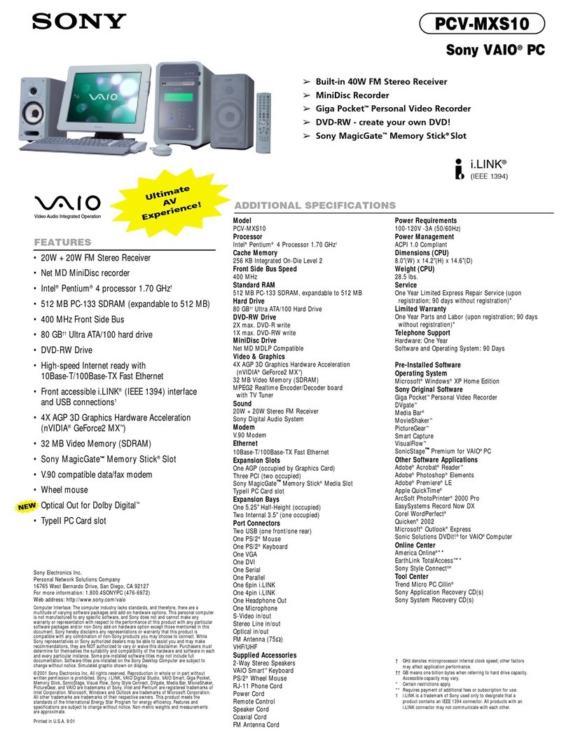 Sony VAIO MX PCV-MXS10 User manual