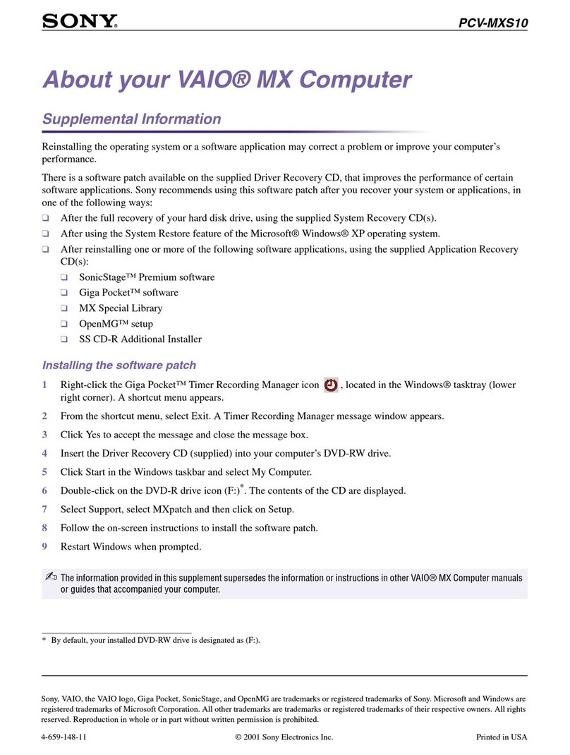 Sony VAIO MX PCV-MXS10 Owner's manual