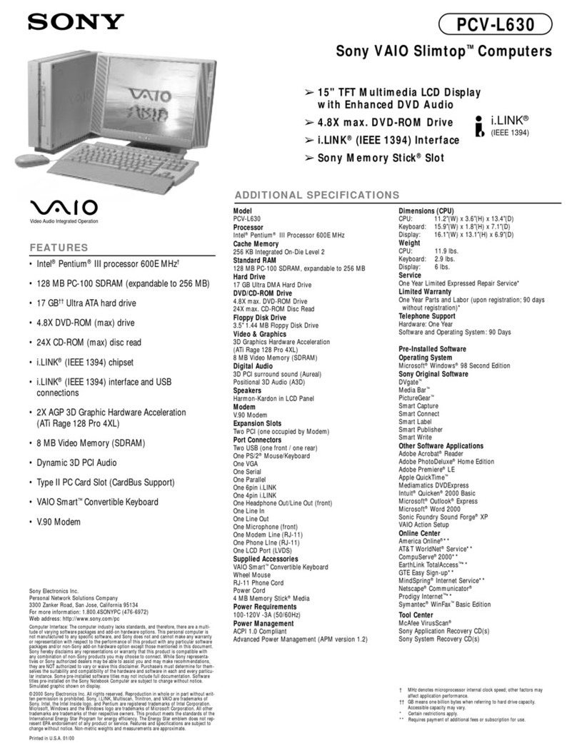 Sony VAIO PCV-L630 User manual