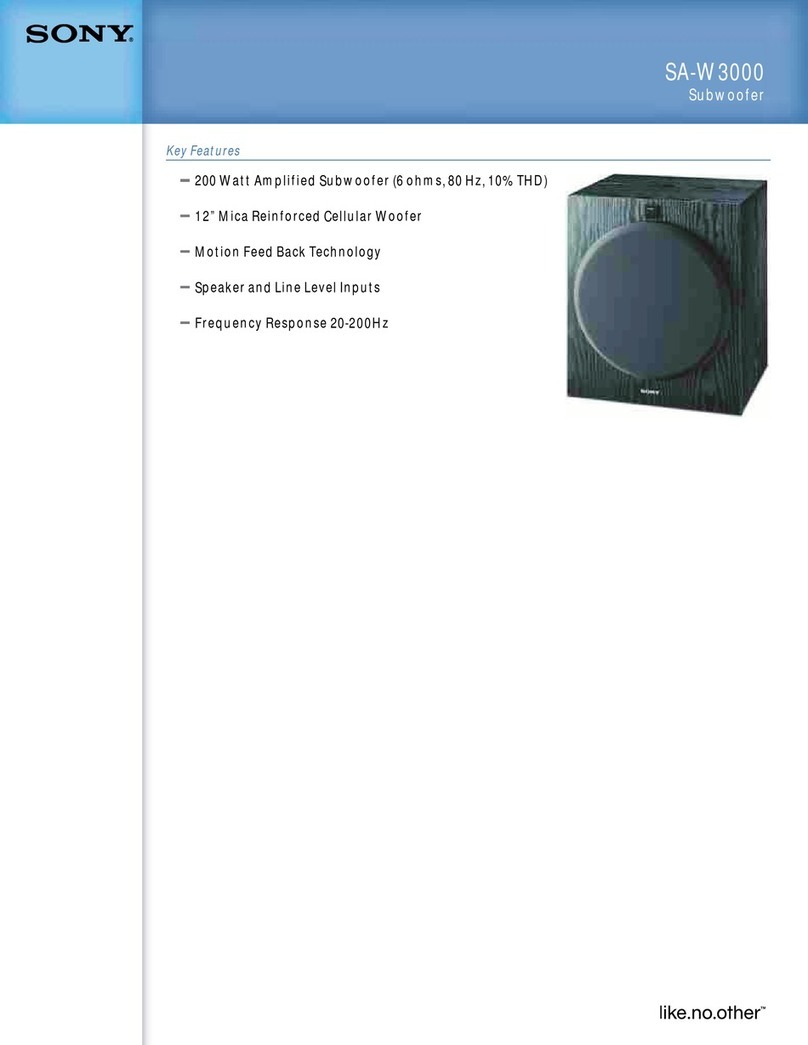 Sony W3000 - SA Subwoofer - 200 Watt Specifications