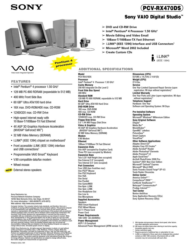Sony VAIO PCV-RX470DS User manual
