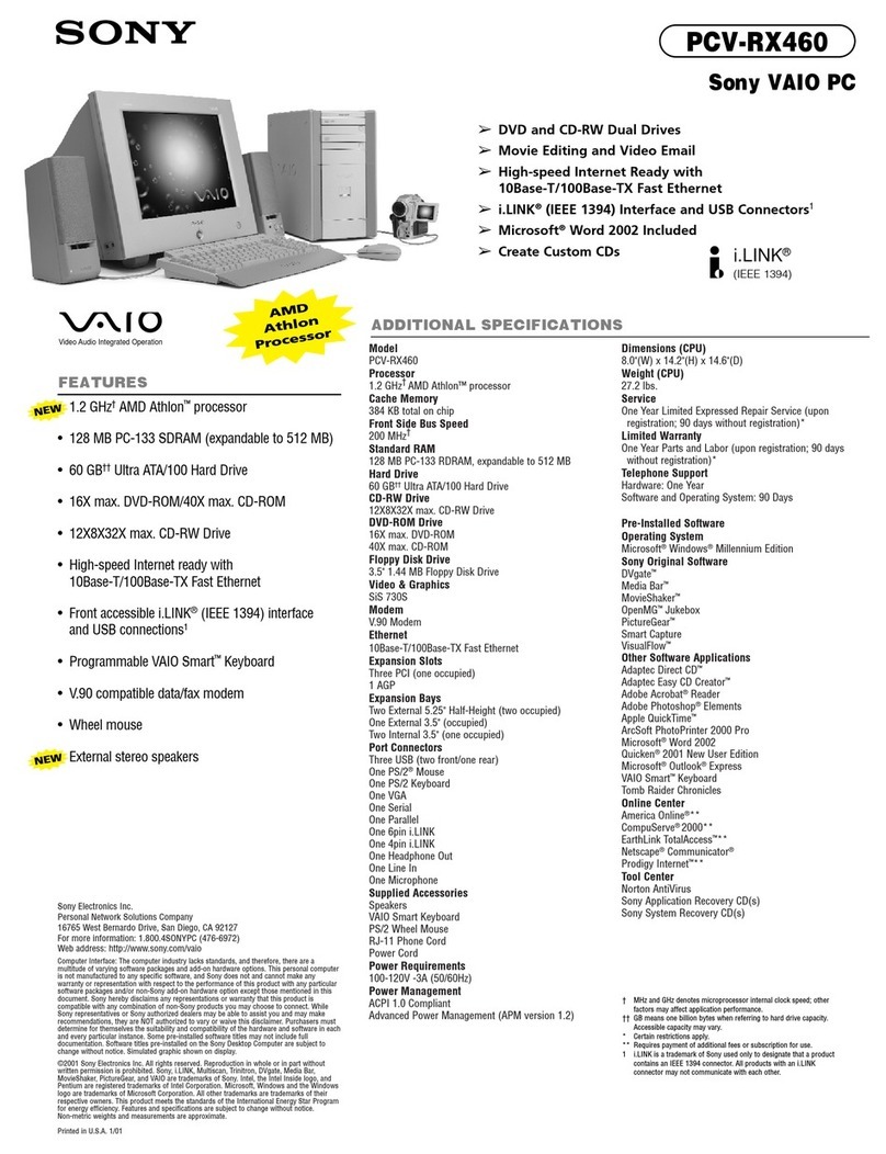 Sony PCV-RX460 User manual