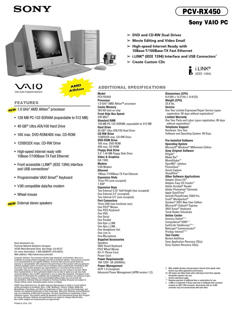 Sony PCV-RX450 Home Networking Solutions User manual
