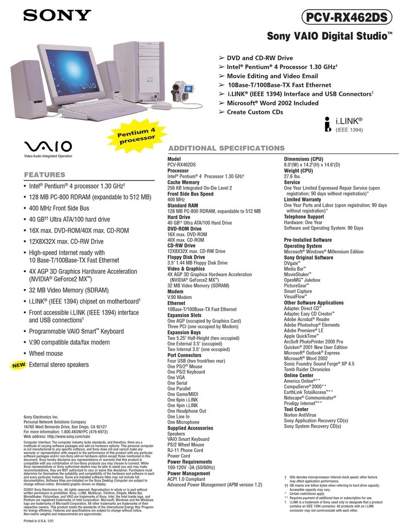 Sony PCV-RX462DS User manual Sony PCV-RX462DS User manual
