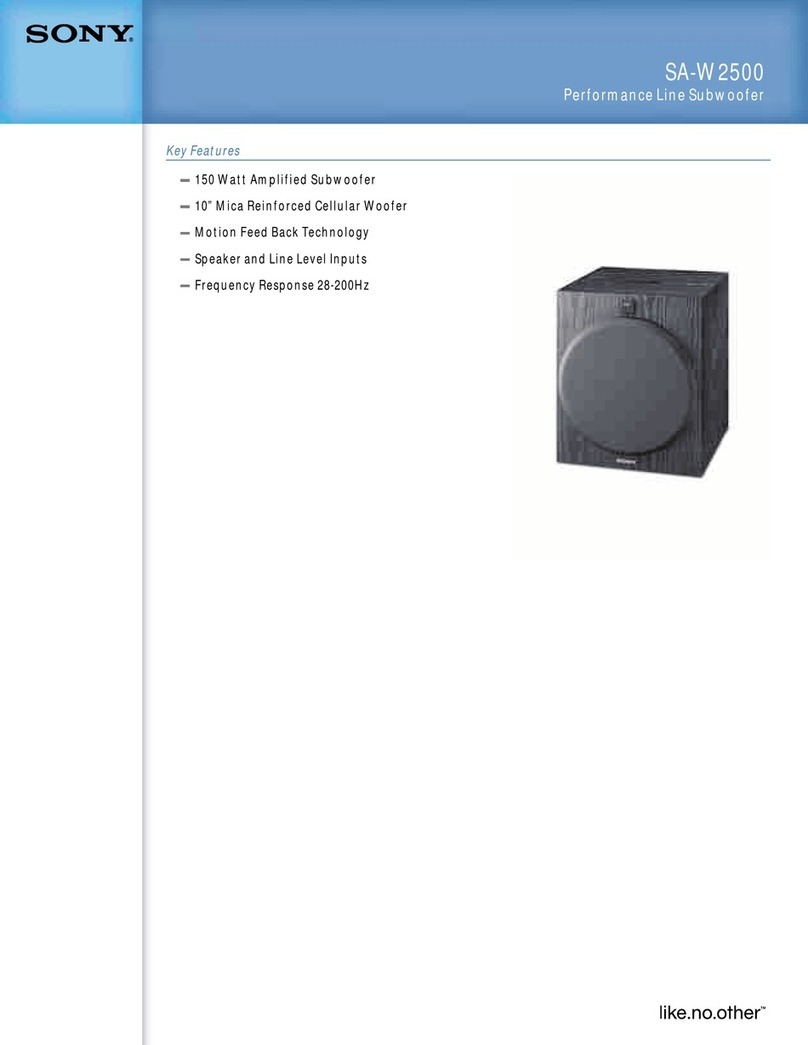 Sony SAW2500 - SA Subwoofer Specifications
