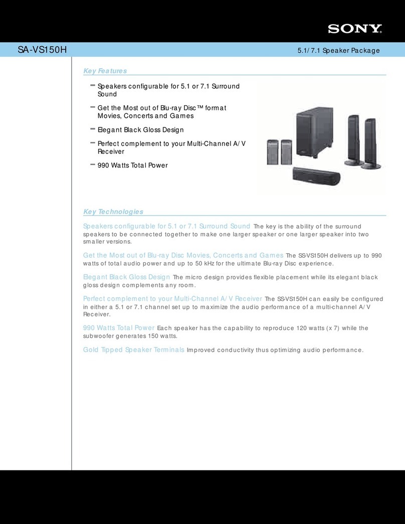 Sony SA-VS150H Specifications