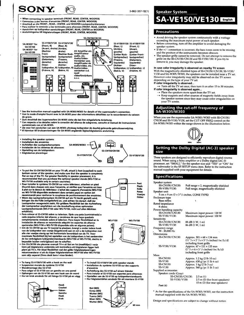 Sony SA-VE150 user guide
