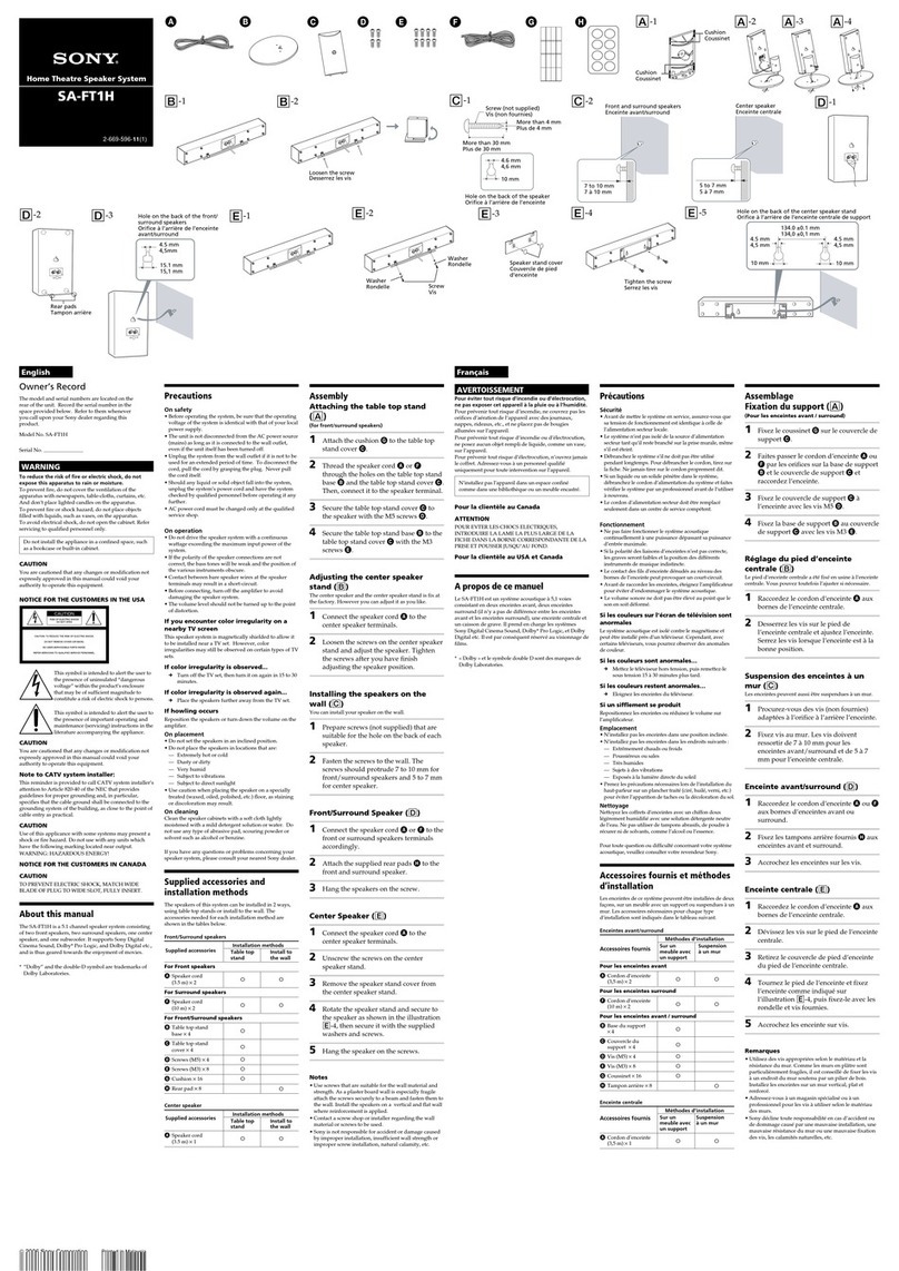 Sony SA-FT1H User manual