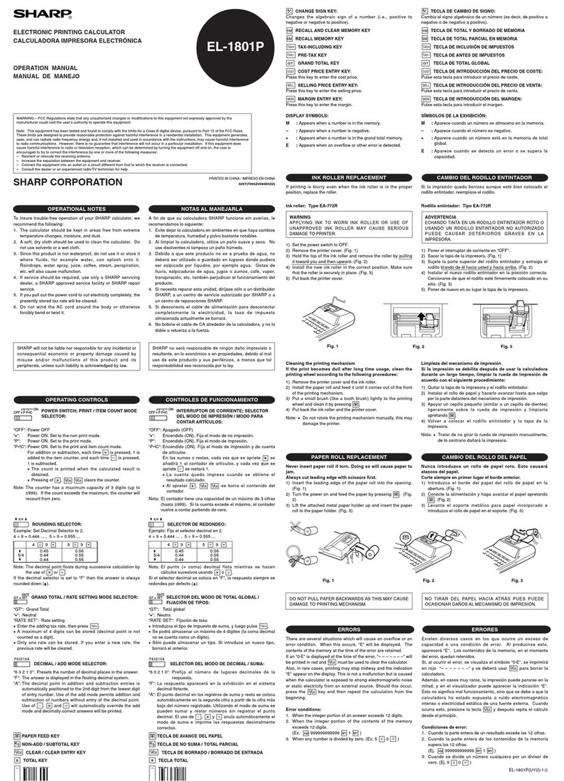 Sharp EL-1801P Operation manual