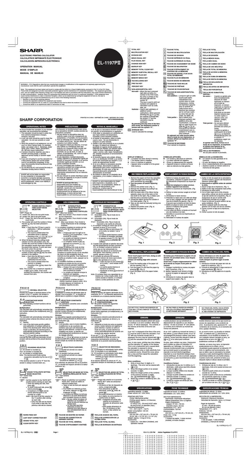 Sharp EL-1197PII Operation manual