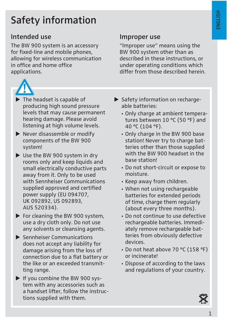 Sennheiser BW BW 900 Safety information