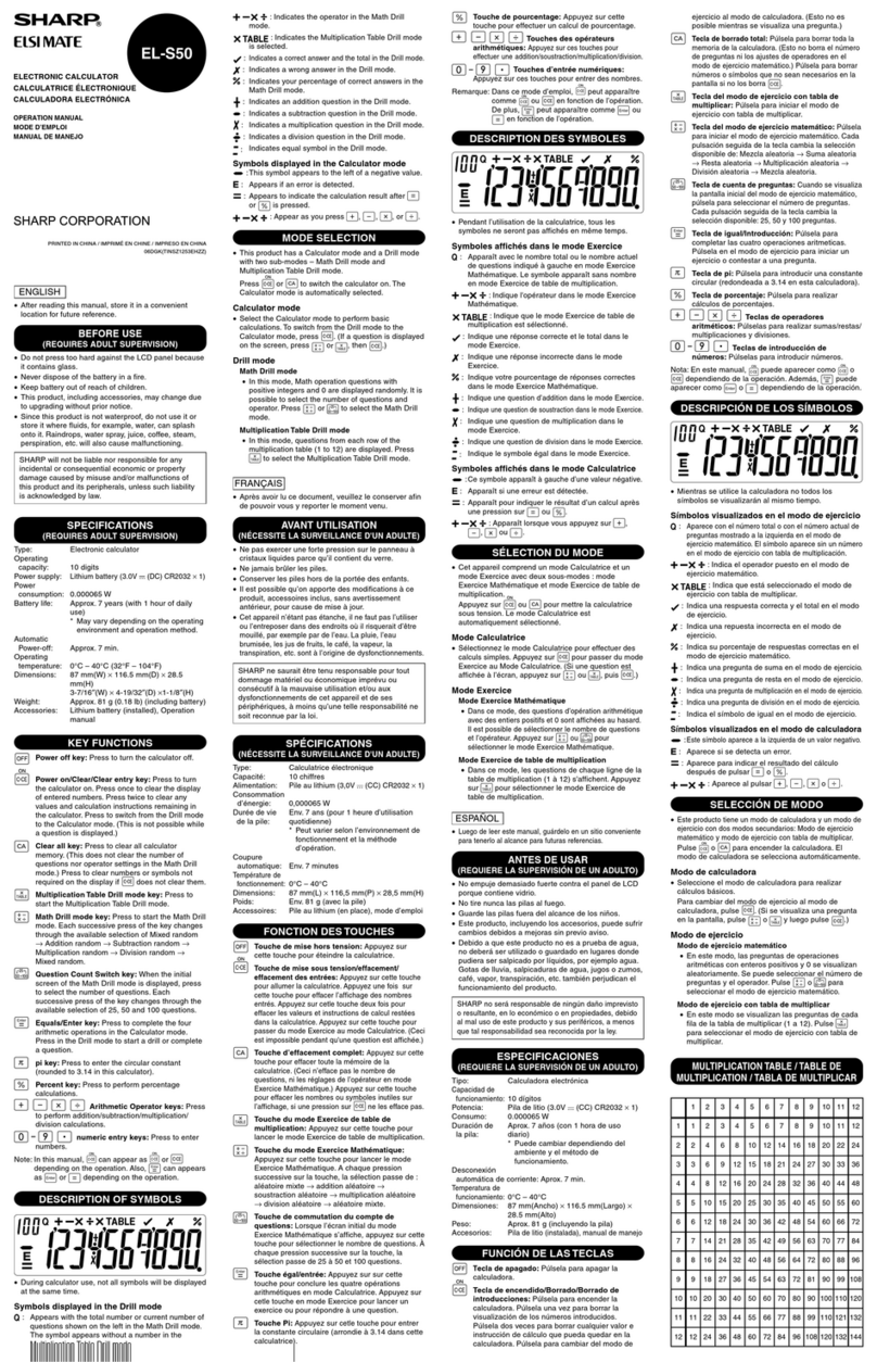Sharp EL-377TB - 10-Digit With Puncuation Twin Power/Glass Top Design... Operation manual