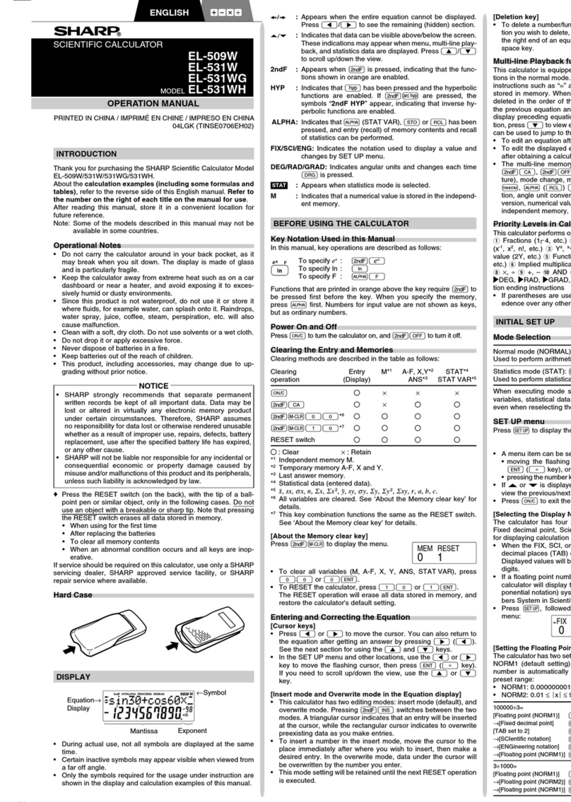 Sharp EL-509W User manual