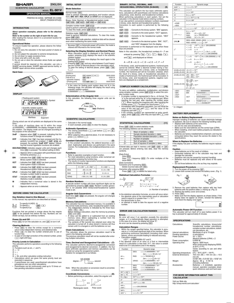 Sharp EL-501V Operation manual
