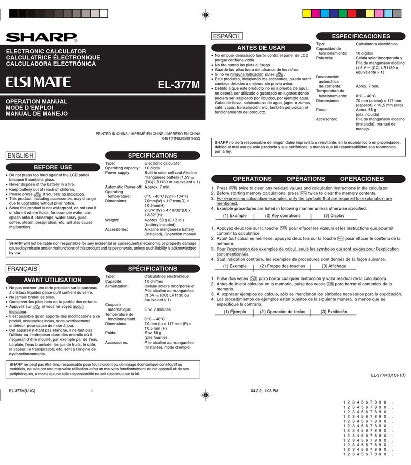 Sharp EL-337M User manual
