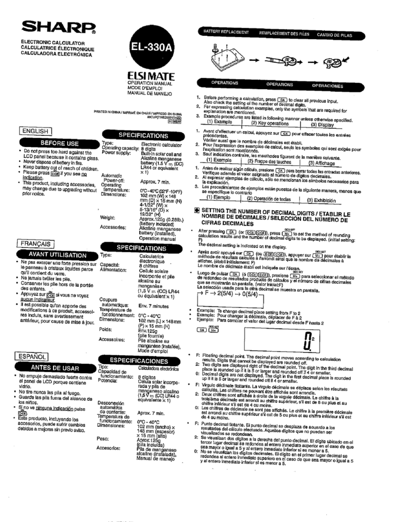 Sharp ELSI MATE EL-330A Operation manual