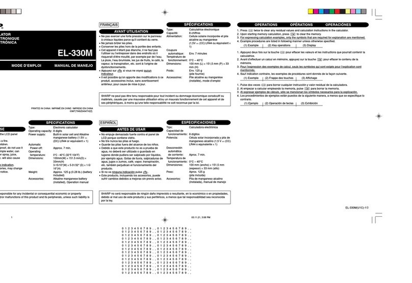 Sharp EL-330M User manual