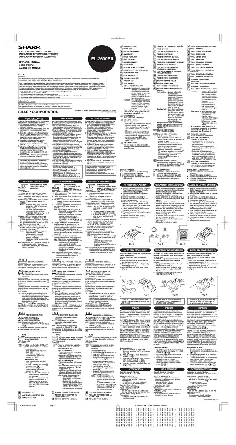 Sharp EL-2630PII User manual